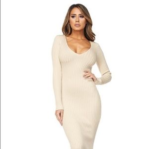 Taupe Bodycon Sparkle Sweater Dress